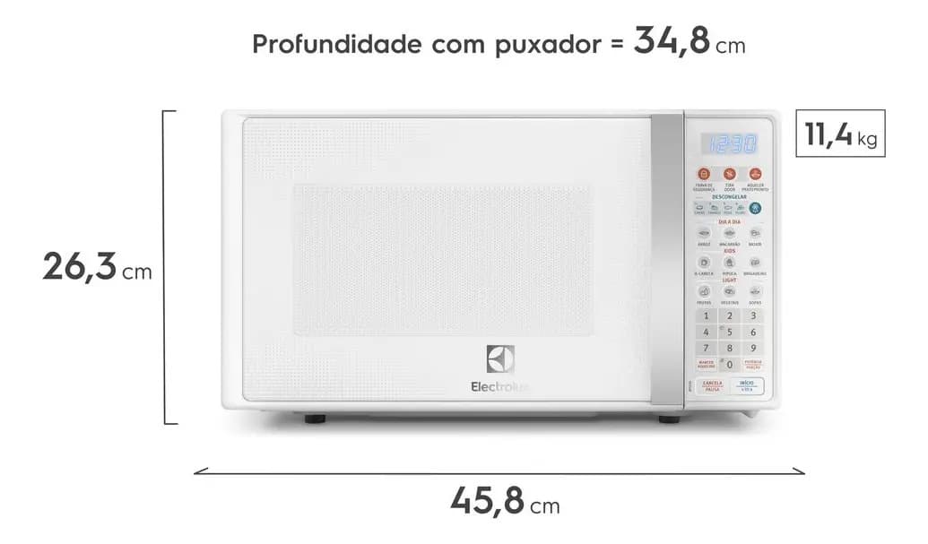 Painel de controle do Micro-ondas Electrolux 20L Branco MTO30