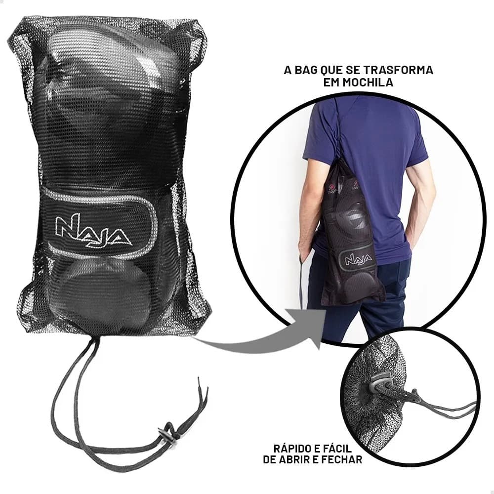 Luva Naja Black Line Prata Detalhes