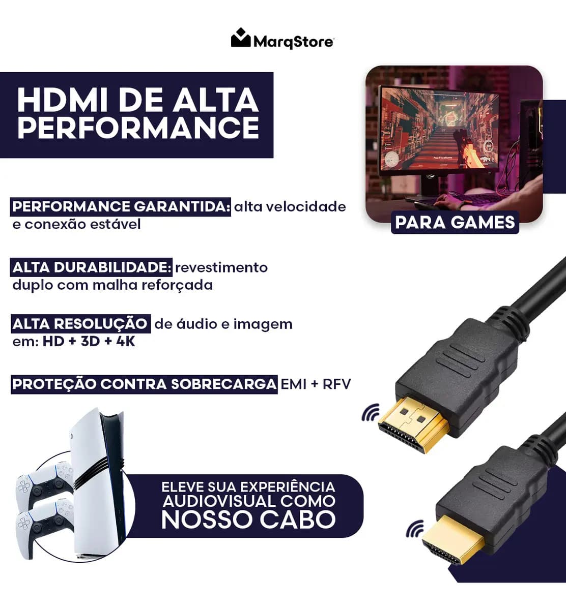 Cabo HDMI Marqs Home conectando dispositivos